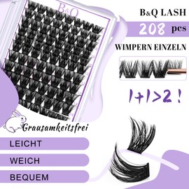 B&Qaugen Individual Eyelashes, 192 Pieces, 16MIX, B&Q DIY Lash Clusters, Individual Eyelashes for Beginners, Reusable Eyelashes, Individual Eyelashes for Eyelash Extensions at Home, Lashes, Eyelashes,