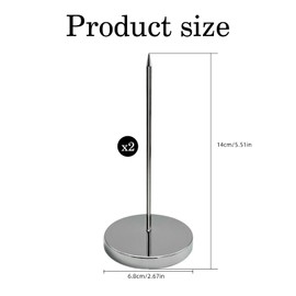 2 Pcs Metal Receipt Spikes, Receipt Silver Paper Holder, Receipt Holder Spike, Receipt Organiser Desk Organiser for Tickets, Checks & Invoices,Office & Restaurant, Bill Use