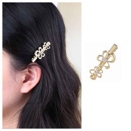 Iaceble Flower Hair Clip Hairpin Gold Metal Hairclip Pin Minimalist Flower Side Clip Barrette Hollow Flower Alligator Hair Clips Decorative Hair Accessories for Women and Girls