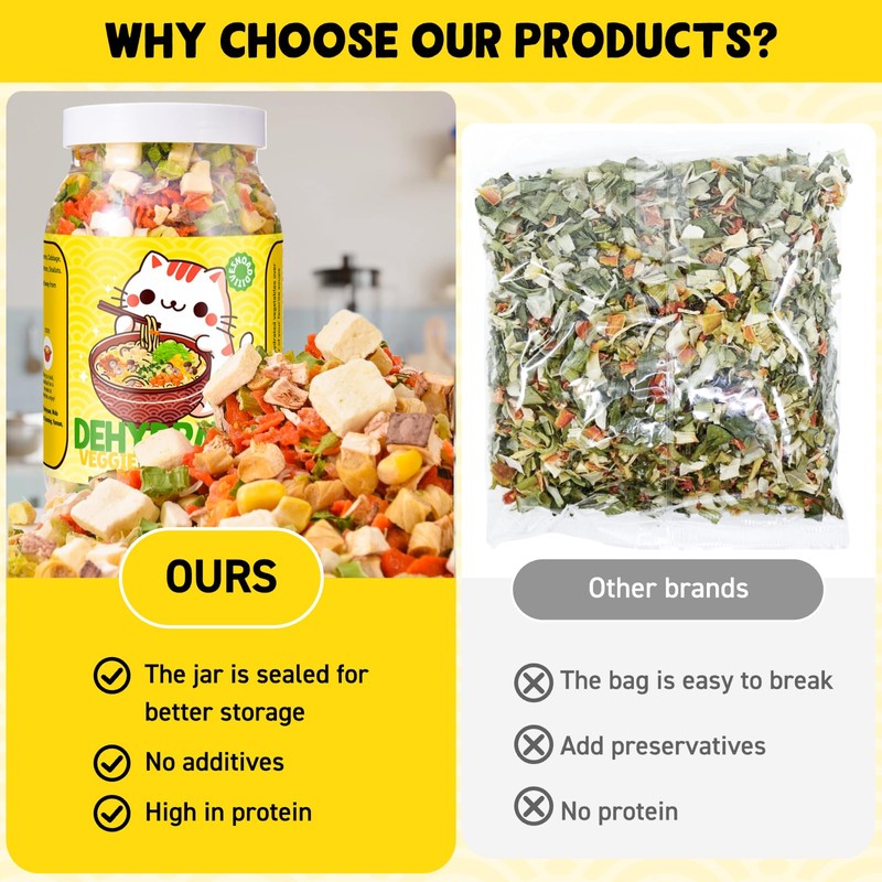 Ramen Toppings Mix Dehydrated Vegetables - Freeze-Dried Tofu & Vegetables,