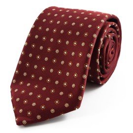 MICHI CORONDON Brand Necktie, Made in Japan, 100% Silk, Jacquard Weave, Small Pattern, A: Red