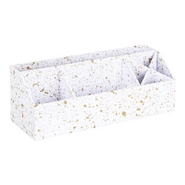 Bigso Box of Sweden Desk Storage Organiser with 4 Compartments - Stationery Storage for Notes, Paperclips, Pens etc. - Pen Holder Made of Fibreboard and Paper - Gold Speckled