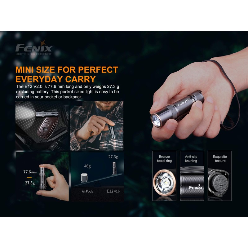 Fenix E12 V2 160 Lumen LED flashlight with EdisonBright AA