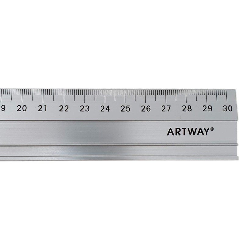 Artway Aluminium Rule with Cutting Edge - 30cm, Silver