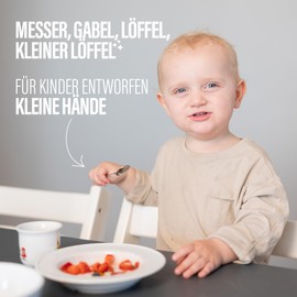 Steel-Function Children's Cutlery Set 4 Pieces | Children's Cutlery Stainless Steel for Developing Fine Motor Eating Skills | Children's Cutlery Set with Teddy Bear Motif | Children's Cutlery in