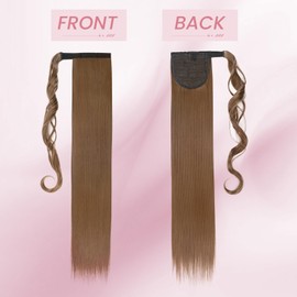 MY-LADY Clip in Ponytail Extension Wrap Around Long Straight Pony Tail Hair 26 Inch Synthetic Hairpiece Hair Piece for Girl Lady Woman Light Brown