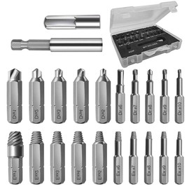 Screw Extractor Set, 22 Pieces Damaged Screw Remover Set, HSS Magnetic Extension Bit Screw Remover Set with 10 Sizes, Separate Drill and Extraction Inserts for Broken Screw