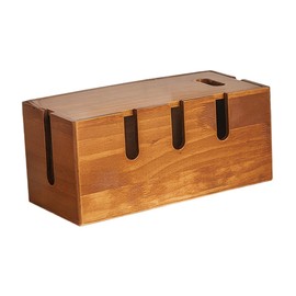 BUGUUYO Wooden Cord Organizer Box for Desk Retro Style Cable Management Box for Home Office Storage for Power Strips Adapters Cords Easy Installation Capacity