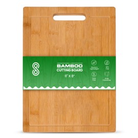 HOME ARCHIVE Bamboo Cutting Board 11"x8" Wodden Chopping Board for Chopping Meat, Vegetables, Fruits, Cheese, Knife Friendly Serving Tray with Handles Juice Groove (Medium)