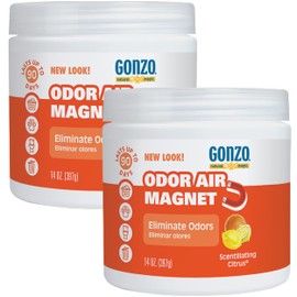 Gonzo Odor Absorbing Gel - 2 Pack - Odor Eliminator for Car Closet Bathroom and Pet Area, Captures and Freshens Odors - 14 Ounce