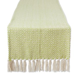 DII Woven Basic Tabletop Collection Chevron Table Runner, 15x72, Avocado