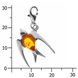InCollections Swallow 0020200200890 Silver Amber Charm