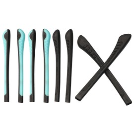 PATIKIL Glasses End Tips, 4 Pairs Eyeglass Anti Slip Ear Sock Pieces Tube Sleeve Silicone for Rectangle Thin Metal Eyeglass Temple Style 4, Black Blue