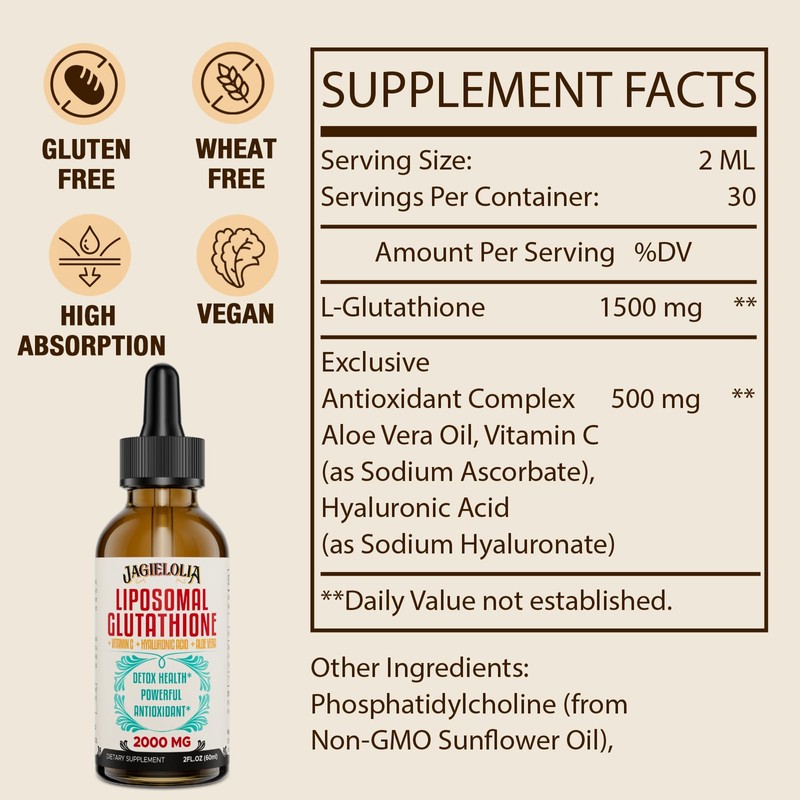 Liposomal Glutathione Liquid 2000MG – Antioxidant Detox Supplement for Women