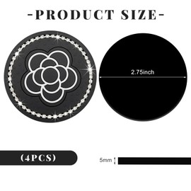 ZNDAW 2 PCS Cow Print Car Cup Coaster, 2.76 Inch Anti-Slip Shockproof Vehicle Cup Holder Insert Coaster, Bling Rhinestone Drink Mat Waterproof Pad Interior Decor for Women Men (Black Flower)