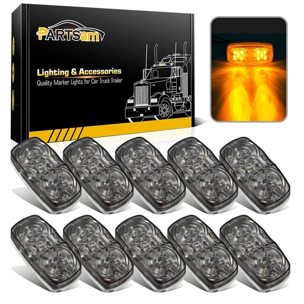 Partsam 10x Amber 4" Double Bullseye LED Marker Light Smoke
