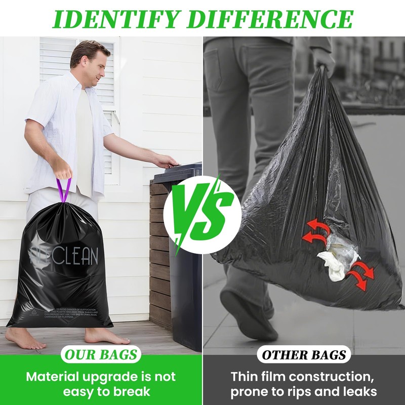 Trash Bags 15 Gallon Tall Kitchen Drawstring Garbage Bags,Fit 13-15