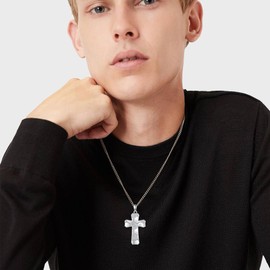 Football Cross Chain 925 Sterling Silver Football Pendant Necklaces Football Jewellery Christian Religious Sports Inspirational Gifts for Men Boys Women Football Players Football Lovers, Sterling