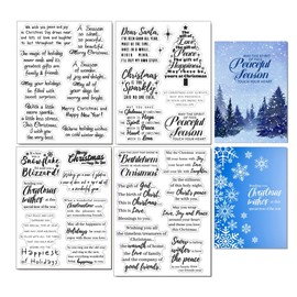 Arbuya - 4 hojas / lote de sentimiento de Navidad para hacer tarjetas, refranes de Navidad, sello de silicona, palabras de bendición de invierno, versos, sellos de goma para tarjetas de día festivo,