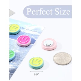 Mymazn 24Pcs Fridge Magnets Cute Refrigerator Magnets, Colorful Magnets for Whiteboard Cabinet Locker, Resin Smile Face Decorative Magnets for Classroom Kitchen Office