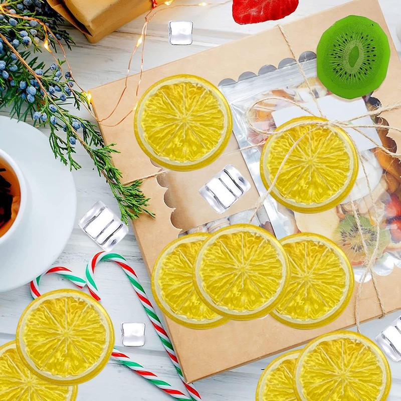 UDNFHL 15 Plastic Pieces Simulated Lemon Slices, Simulated Fruit Decoration,