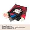 White Hamster Canvas Tote Bag,Red Lattice Foldable Beach Bag Cute