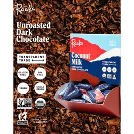 Raaka Coconut Milk Chocolate Box | 60% Cacao Vegan Milk Chocolate | Organic, Vegan, Gluten Free | Box of 100 Individually Wrapped Chocolates