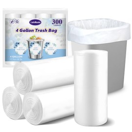 LainNeala Small Trash Bags 4 Gallon, 300 Count Small Garbage Bag Bathroom White Mini Trash Bag Trash Can Liners Unscented Garbage Bags for Bathroom Can