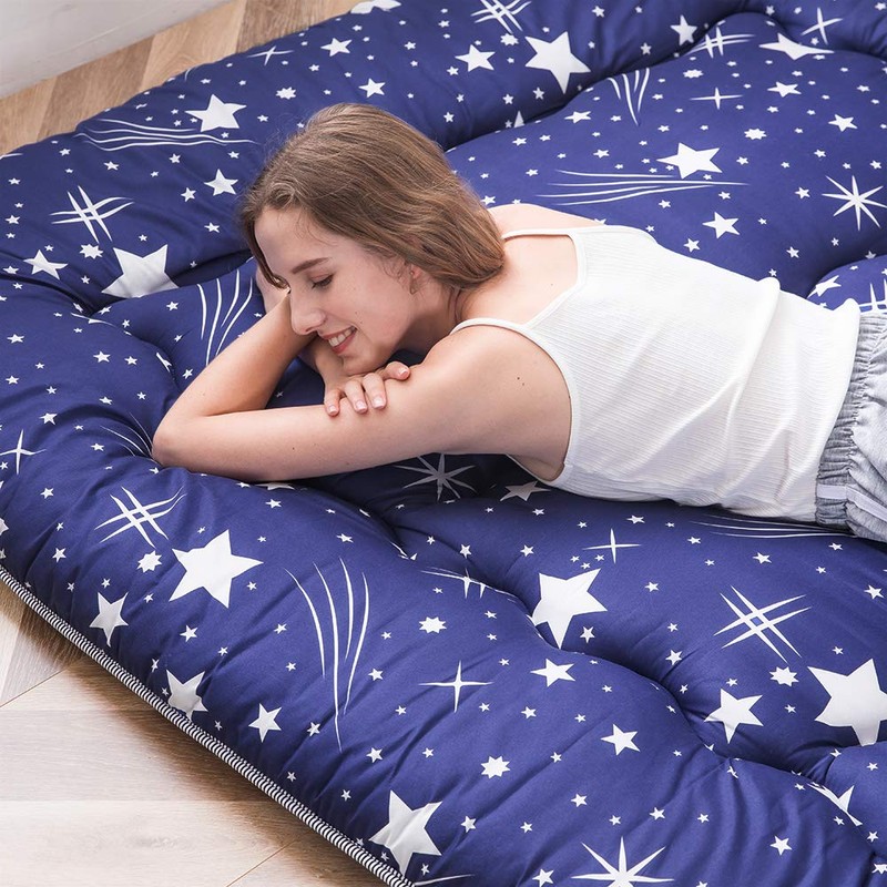 MAXYOYO Navy Starry Sky Japanese Futon Mattress, Tatami Mat Portable