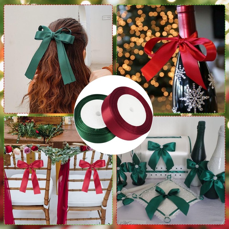 Christmas Ribbon Red Green Satin Ribbon Gift Ribbon