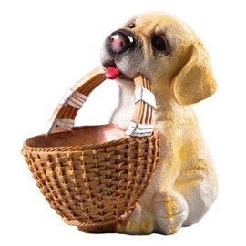 TOPPERFUN Dog Candy Dish, Cute Labrador Storage Box, Resin Dog Basket Statue Decoration, Animal Sculpture Home Desktop Decoration, Unique and Interesting Keychain Bowl, Sundries Storage Basket