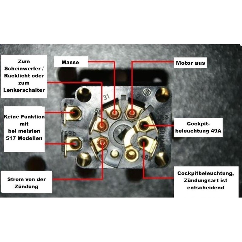 Ignition Switch 8-Pin for Moped, Moped & Mokick | With