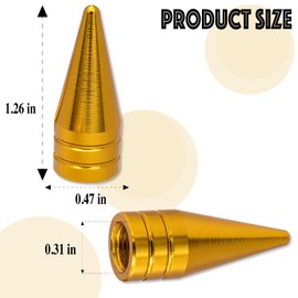 MEAJOO 4PCS Spiked Shape Tire Valve Stem Caps, Aluminum Alloy Spike Wheel Tire Valve Stem, Universal Dustproof Tire Valve Stem Covers for Cars, SUV, Trucks, Bikes, Motorcycles, Bicycles(Gold)