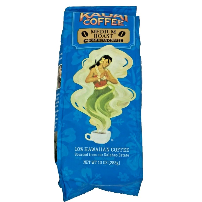 Kauai Hawaiian Whole Bean Coffee, Kalaheo Estate Medium Roasted 10