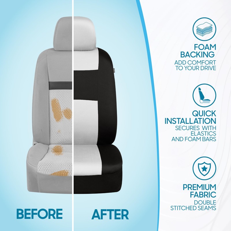 BDK PolyPro Car Seat Covers Full Set in White/Black –