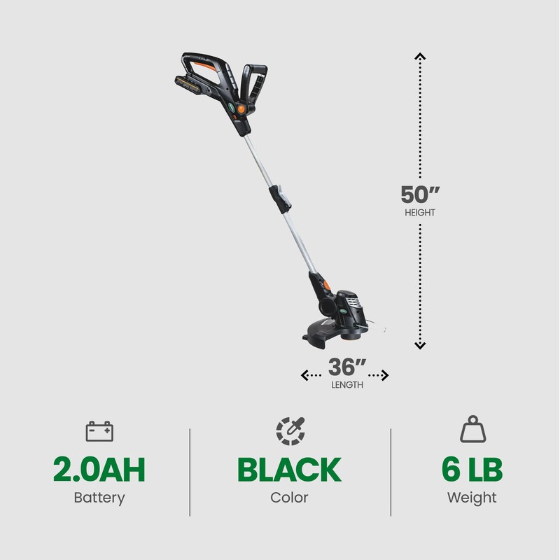 Scotts LST02012S 20-Volt 12-Inch Cordless String Trimmer, 2.0Ah Battery and