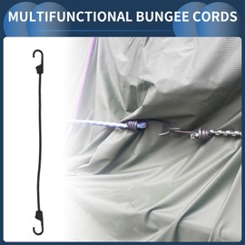 INFINAUTO Multifunctional Elastic Luggage Rope 60cm Motorcycle Trailer Trucks Cargo Adjustable Bungee Cords with Metal Buckle Black Gray 1pc