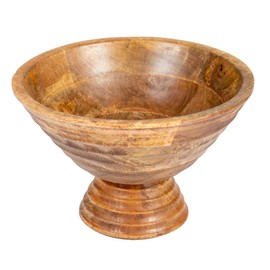 Creative Co-Op Boho Wood Pedestal Serving, Light Brown Finish Bowl