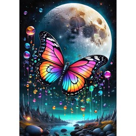 DPHERO Butterfly Diamond Painting Kits for Beginners Adults,5D DIY Moon Diamond Art Kits,Round Full Drill Dreamland Diamond Painting Art,DIY Painting by Numbers Diamond Art Painting 12x16 inch