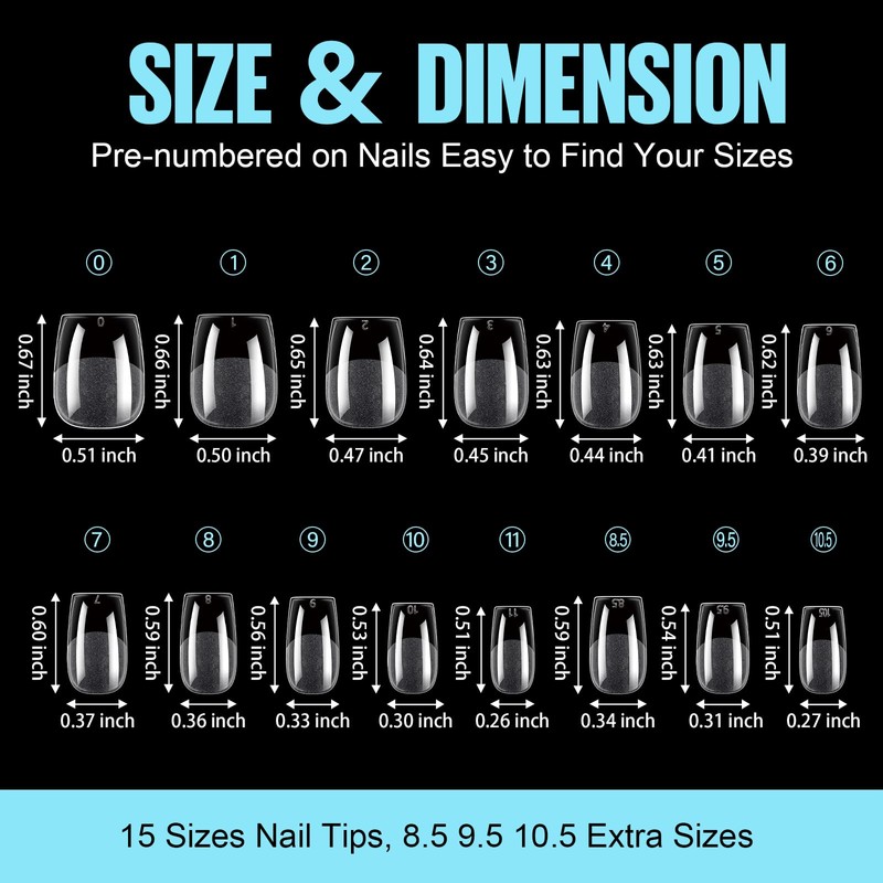 TOMICCA Ballerina Nail Tips, Pack of 510 False Nail Tips,