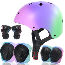Adjustable 7PCS Toddler Helmet and Pads for 2-3-5 5-8 8-14+ Years CPSC Certified Lightweight Design with Airflow for Roller Skating Scooter Bike Skateboard and Other Sports Activities