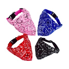 Snadulor 4 Pcs Cotton Dog Bandana Comfortable Dogs Bibs Scarf Reversible Adjustable Dog Bandana Square Dog Kerchief for Small Medium Large Dogs and Cats(M)
