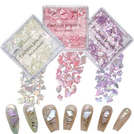 Nail Art Abalone Seashell Slices，CHANGAR 3D Aurora Polished Colorful Shell Nail Art Sequins Natural Color Ultrathin Shell Nail Art Decoration Accessories