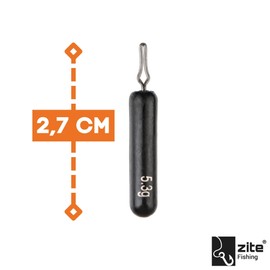 Zite Fishing Tungsten Drop-Shot Weights Matte Black Finesse Lead Alternative 3.5-14 g Perch & Zander Fishing Accessories Rod Shape & Clamping Eyelet (5.3 g)
