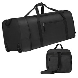 Finnhomy 100L Foldable Rolling Duffel Bag with 2 Wheels, Light Weight Travel Duffel bag with Large Loading Capacity, 32 inch Rolling Duffel bag with Shoulder Strap for Travel Camping Sports, black