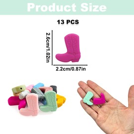 13PCS Western Boots Silicone Beads, Colorful Cowboy Boots Focal Beads for Keychain Making, Loose Bulk for Pens DIY Handmade Crafts Necklace Bracelet Lanyard