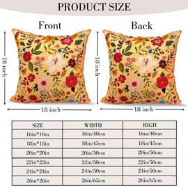 COARVXA Floral Pillow Covers 18x18 Set of 2,Farmhouse Floral Pillow Covers Decorative Double Sided Pattern Cushion Cover Soft Pillow Case for Living Sofa Room Bed Porch Patio Square Pillow Cover