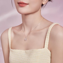 ZHOU LIU FU Women's 925 Sterling Silver Love Heart Cubic Zirconia Pendant Necklace for Women Jewellery Birthday Gift for Her Girlfriend Christmas Valentine's Day Mother's Day 45 cm - 50 cm, Sterling Silver, No Gemstone