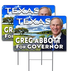 Vista Products Greg Abbott for Governor (Texas) 2 Pack Double-Sided Yard Signs 16" x 24" with Metal Stakes (Made in the USA)