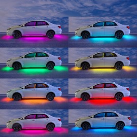 Smart RGB Car Underglow Kit with App & RF Remote - IP67 Waterproof, 16 Million Color LED Light Strips, Music Sync, Universal Fit for All Cars, Trucks, Vans - 12V DC Exterior Lighting